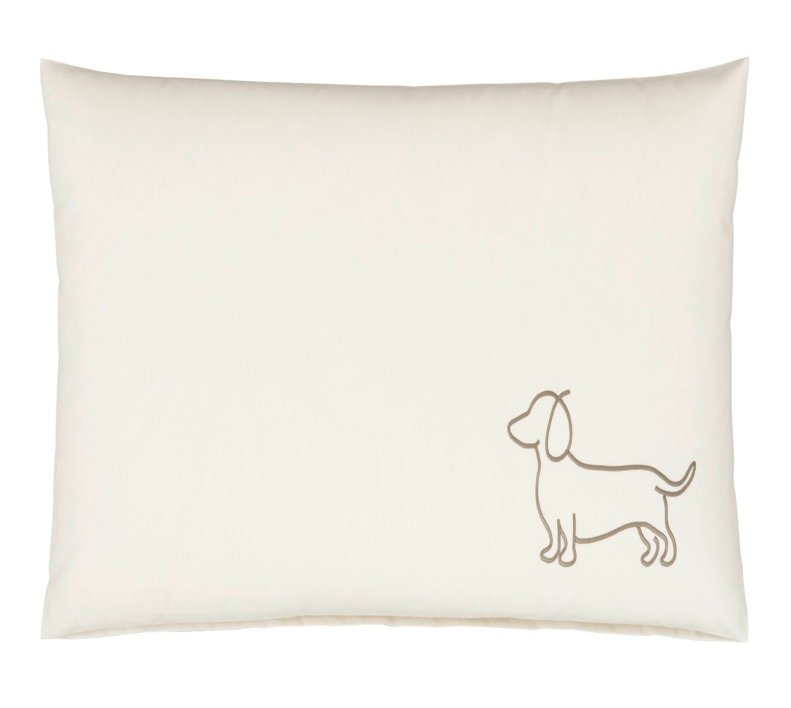 Satin Kissen 40x80 Companion in Natur-Beige Hundesilhouette Stickerei #farbe_Companion Natur-Beige Kissen 40x80cm