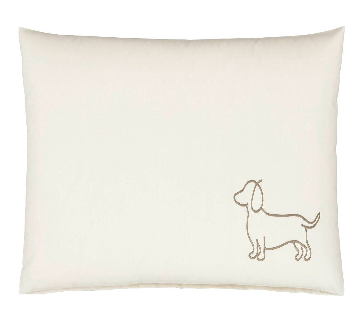 Satin Kissen 40x80 Companion in Natur-Beige Hundesilhouette Stickerei #farbe_Companion Natur-Beige Kissen 40x80cm
