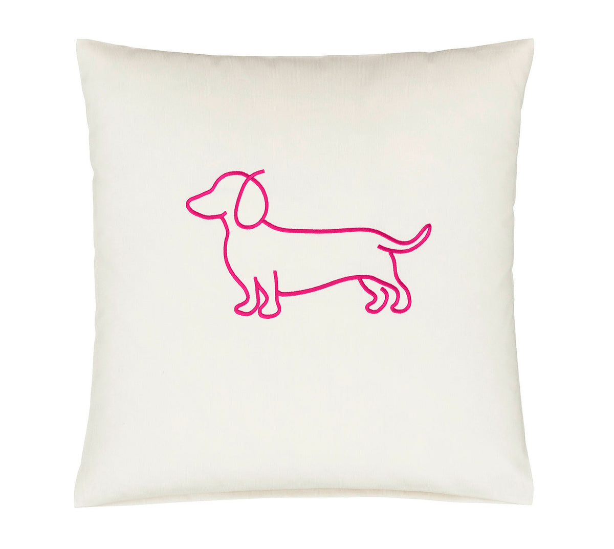 Satin Kissen Companion in Pink Hundesilhouette Stickerei Freisteller #farbe_Companion Pink Kissen 40x40cm