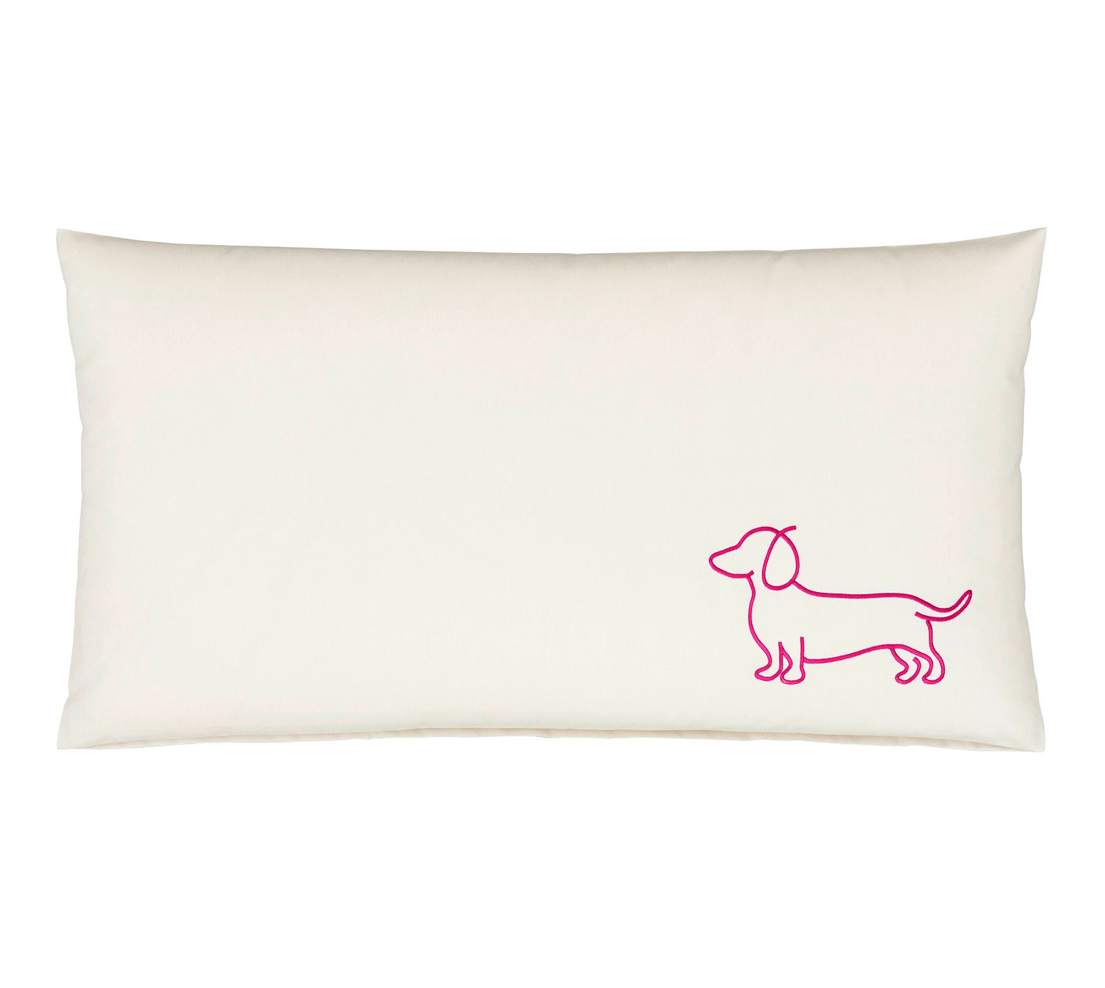 Satin Kissen Companion in Pink Hundesilhouette Stickerei Freisteller #farbe_Companion Pink Kissen 40x80cm