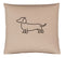 Satin Kissen 40x40 Companion in Schwarz-Beige Hundesilhouette Stickerei #farbe_Schwarz-Beige Kissen
