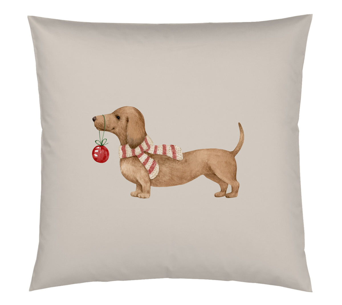 Satin Kissen Eddie in Sand Freisteller Dackelmotiv #farbe_Eddie Sand