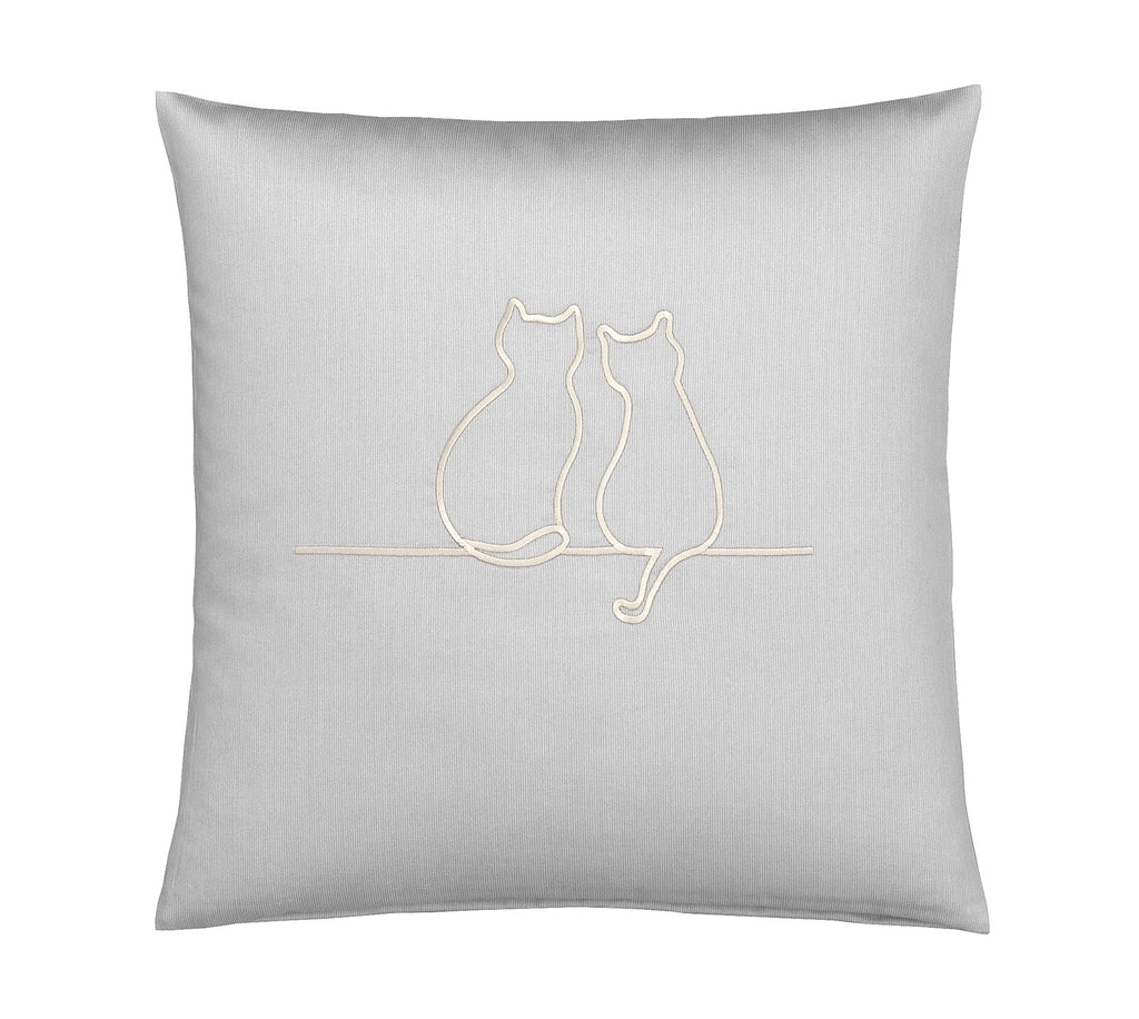 Satin Kissen 40x40 It´s You & Me in Creme Katzensilhouette Stickerei  40x80cm #farbe_Creme Kissen