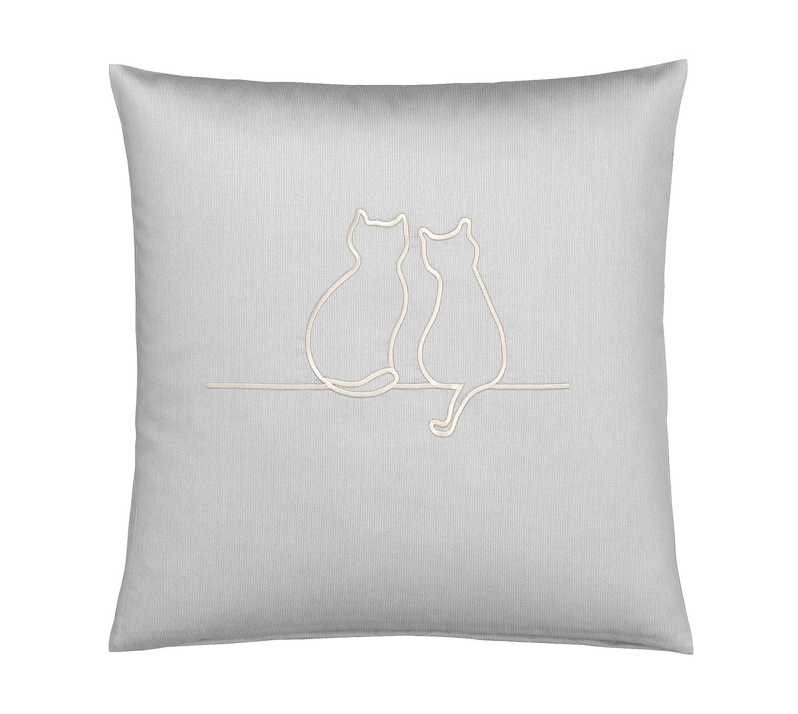 Satin Kissen 40x40 It´s You & Me in Creme Katzensilhouette Stickerei  40x80cm #farbe_It s You and Me Creme Kissen 40x40cm