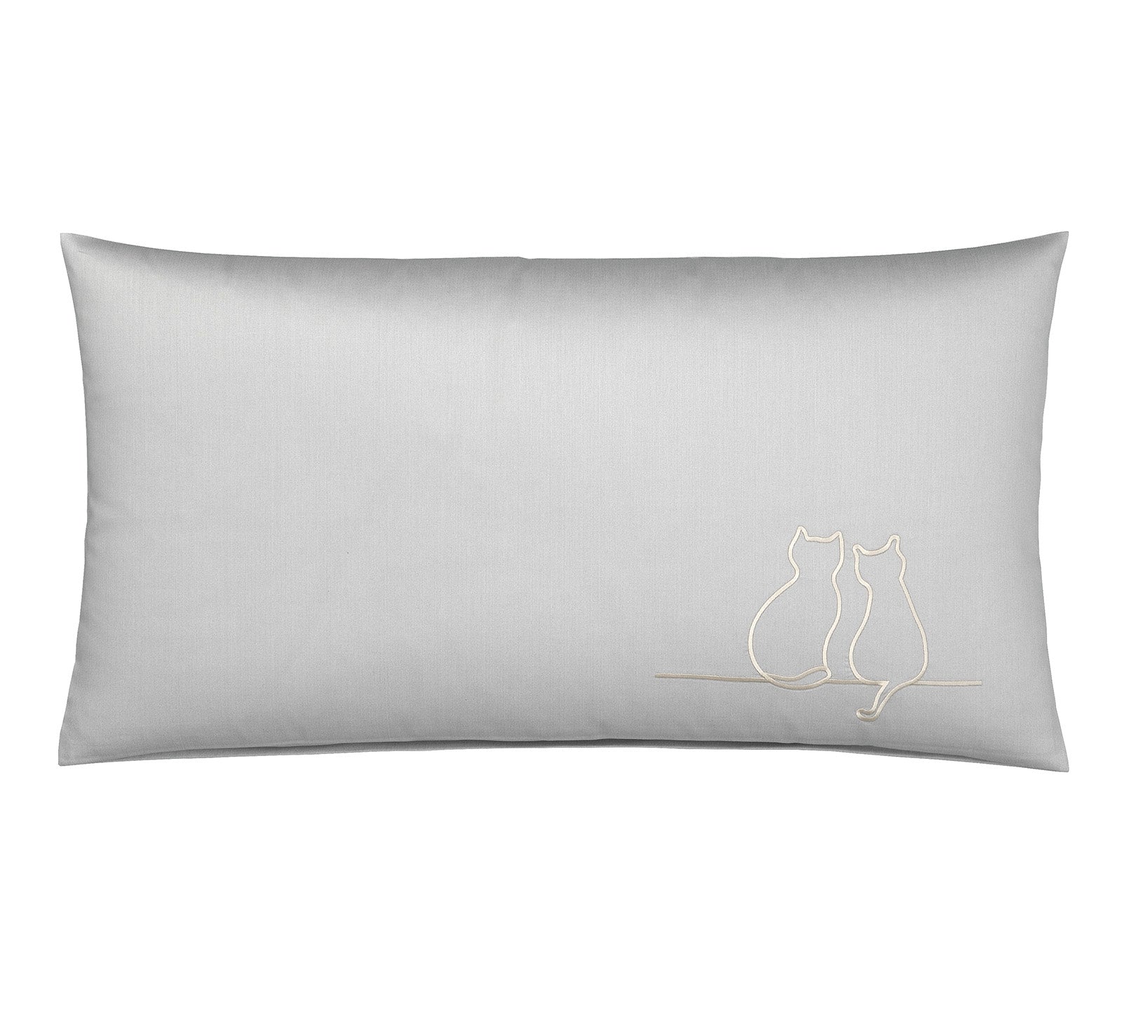Satin Kissen 40x80 It´s You & Me in Creme Katzensilhouette Stickerei  40x80cm #farbe_It s You and Me Creme Kissen 40x80cm