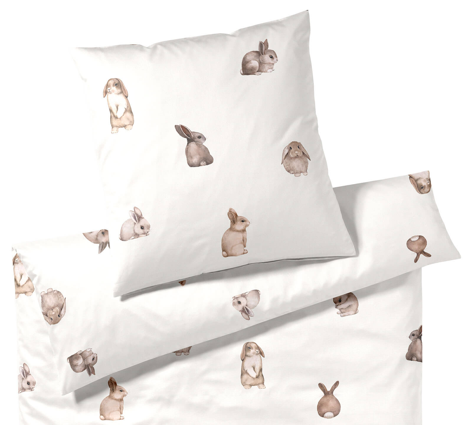 Seiden Satin Bettwäsche Bunnies in Leinen Hasenmotiv Freisteller #farbe_Bunnies Leinen