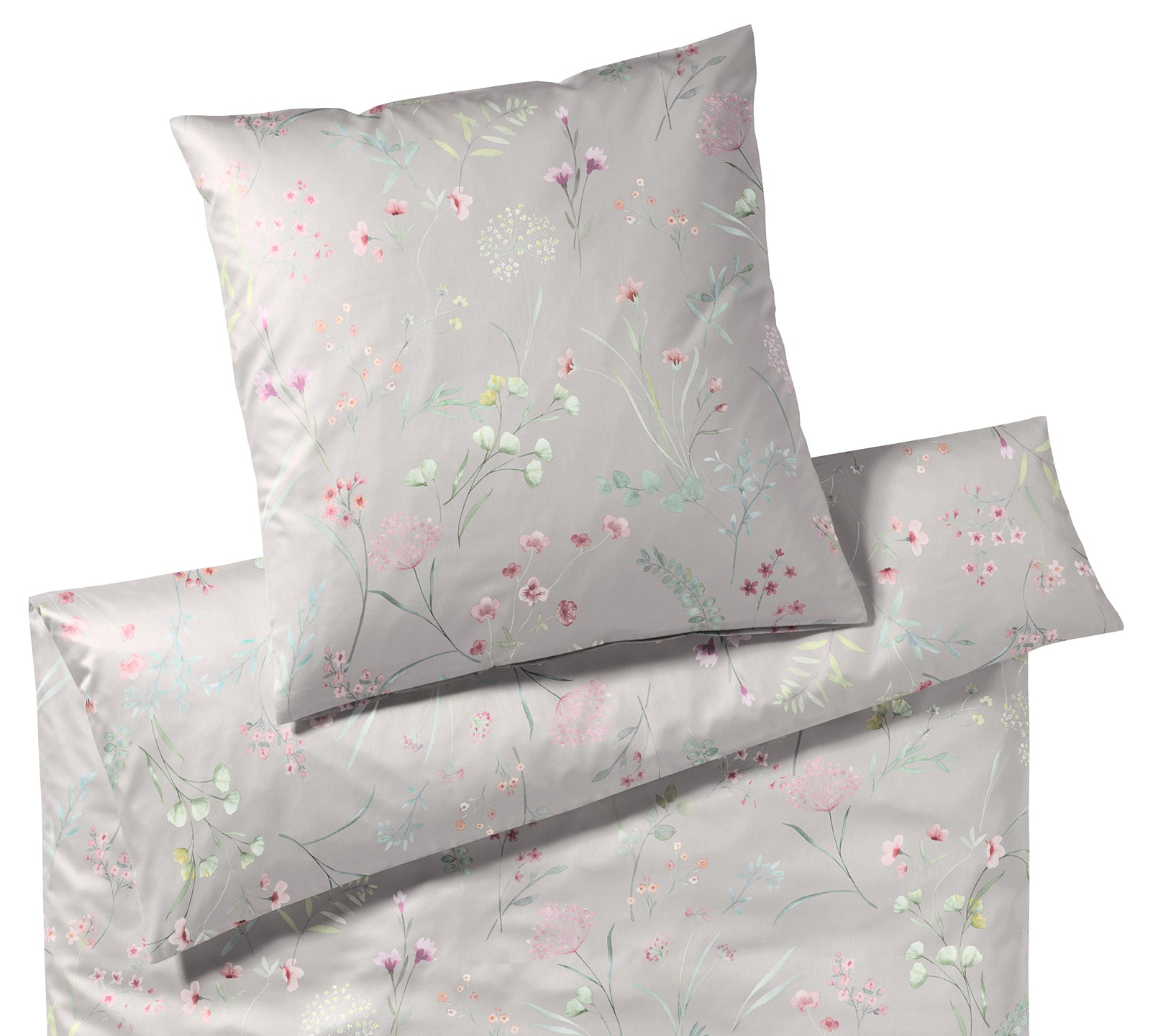 Seiden Satin Bettwaesche Deluxe in Leinen Blumen Freisteller #farbe_Leinen #farbe_Leinen