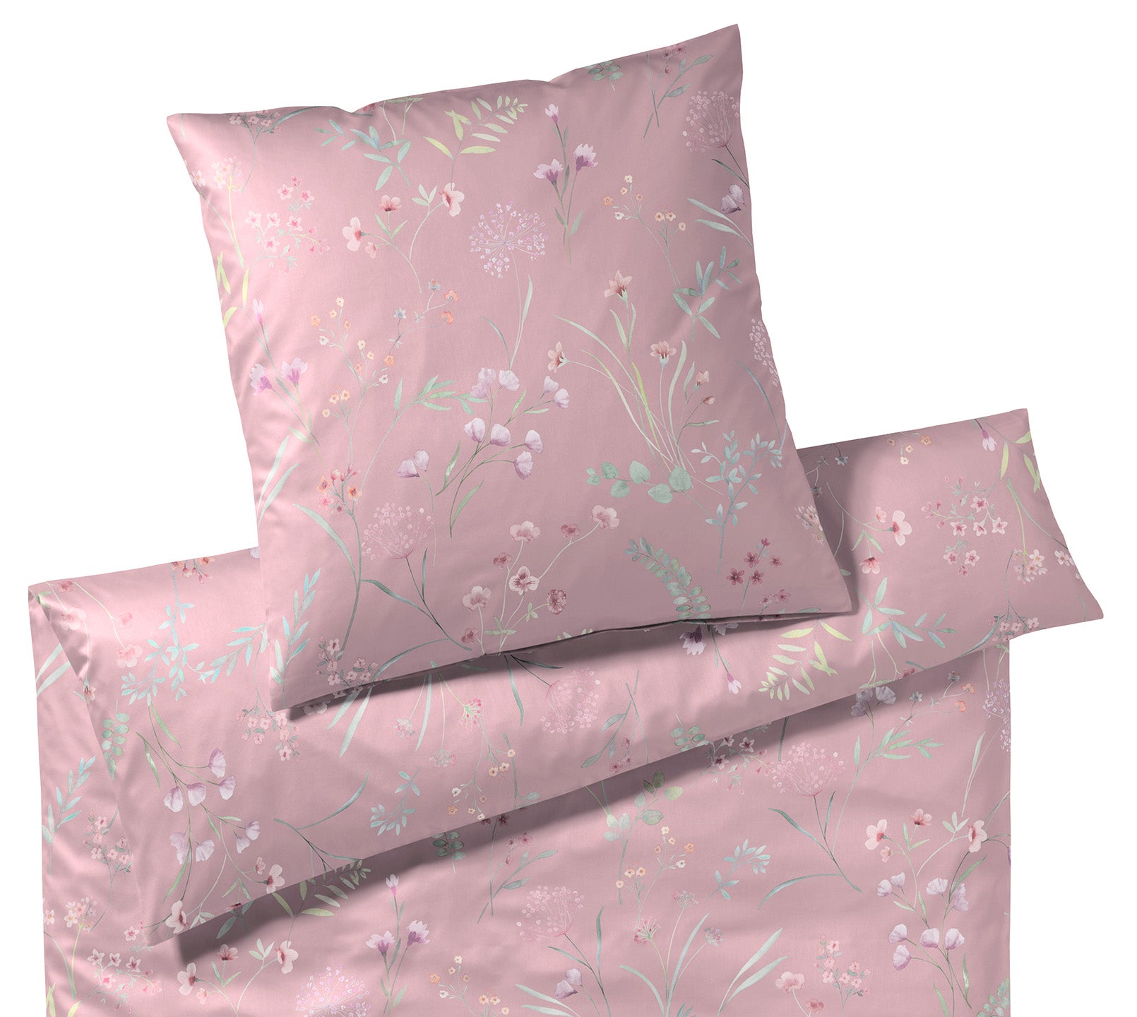 Seiden Satin Bettwaesche Deluxe in Blush Blumen Freisteller #farbe_Blush