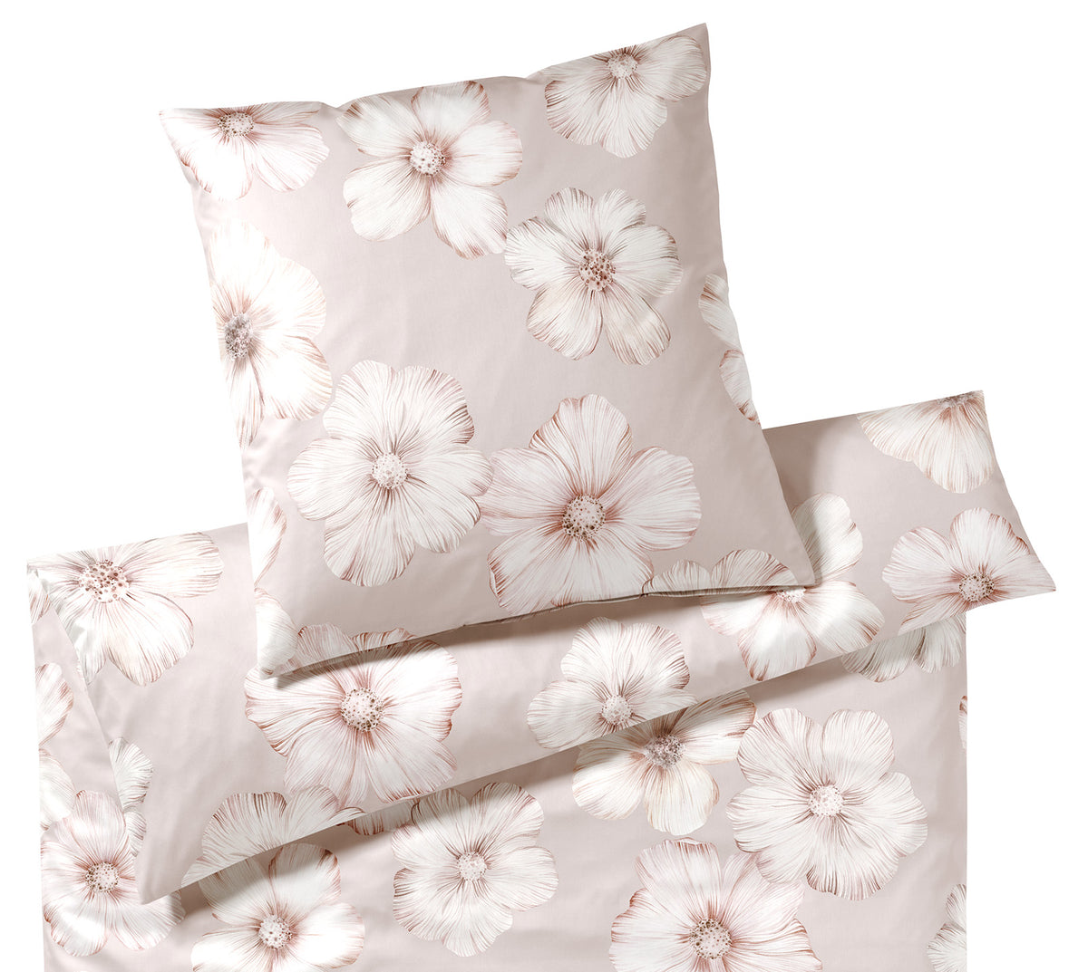 Seiden Satin Bettwäsche Devine in Taupe Blüten Freisteller #farbe_Devine Taupe