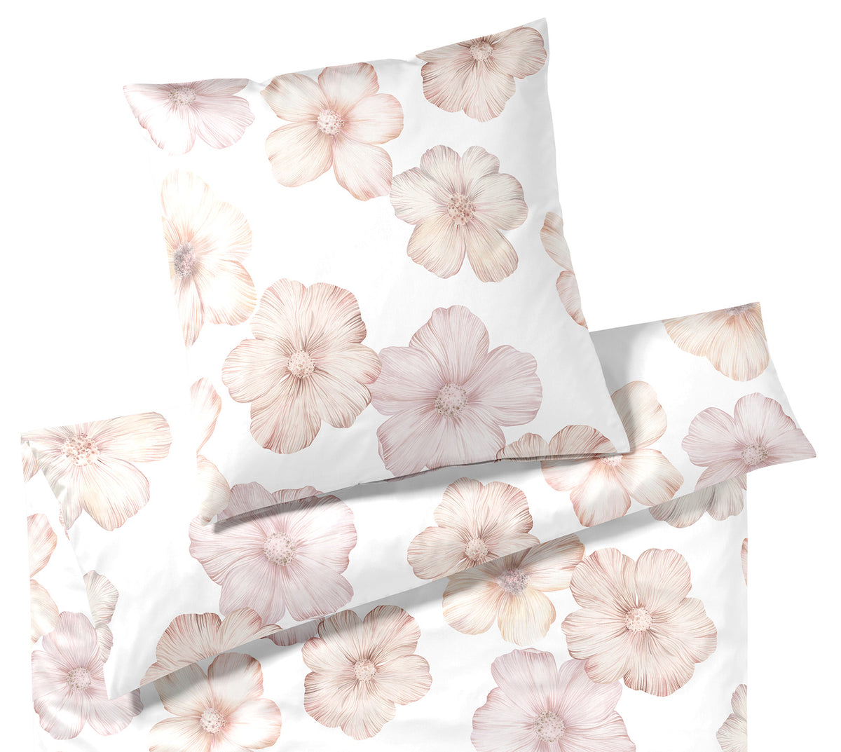 Seiden Satin Bettwäsche Devine in Weiß Blüten Freisteller #farbe_Devine Weiß-Rose