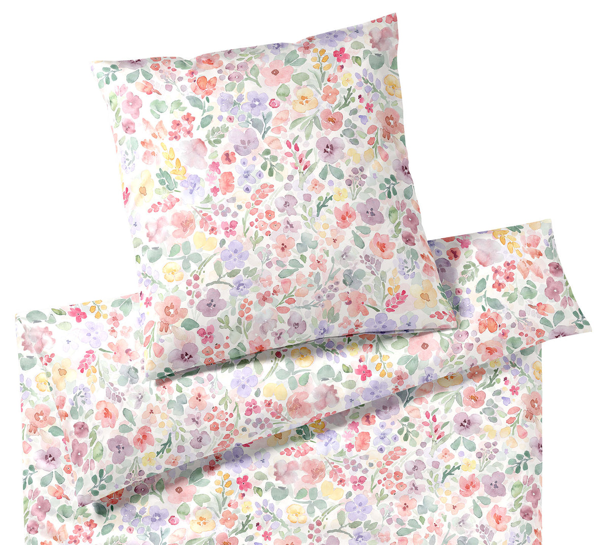 Seiden Satin Bettwäsche Gentle in Weiß Blüten Freisteller #farbe_Weiß