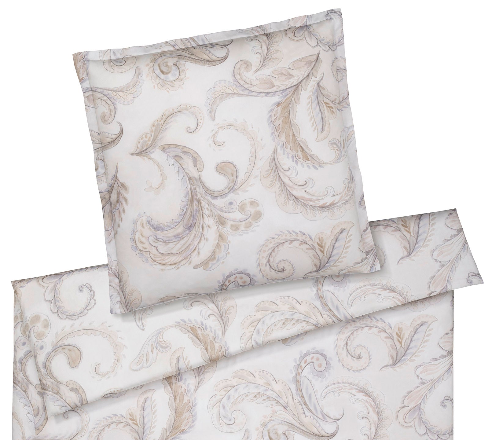 Seiden Satin Bettwäsche Grandezza in Ecru Paisleymuster Freisteller #farbe_Grandezza Ecru