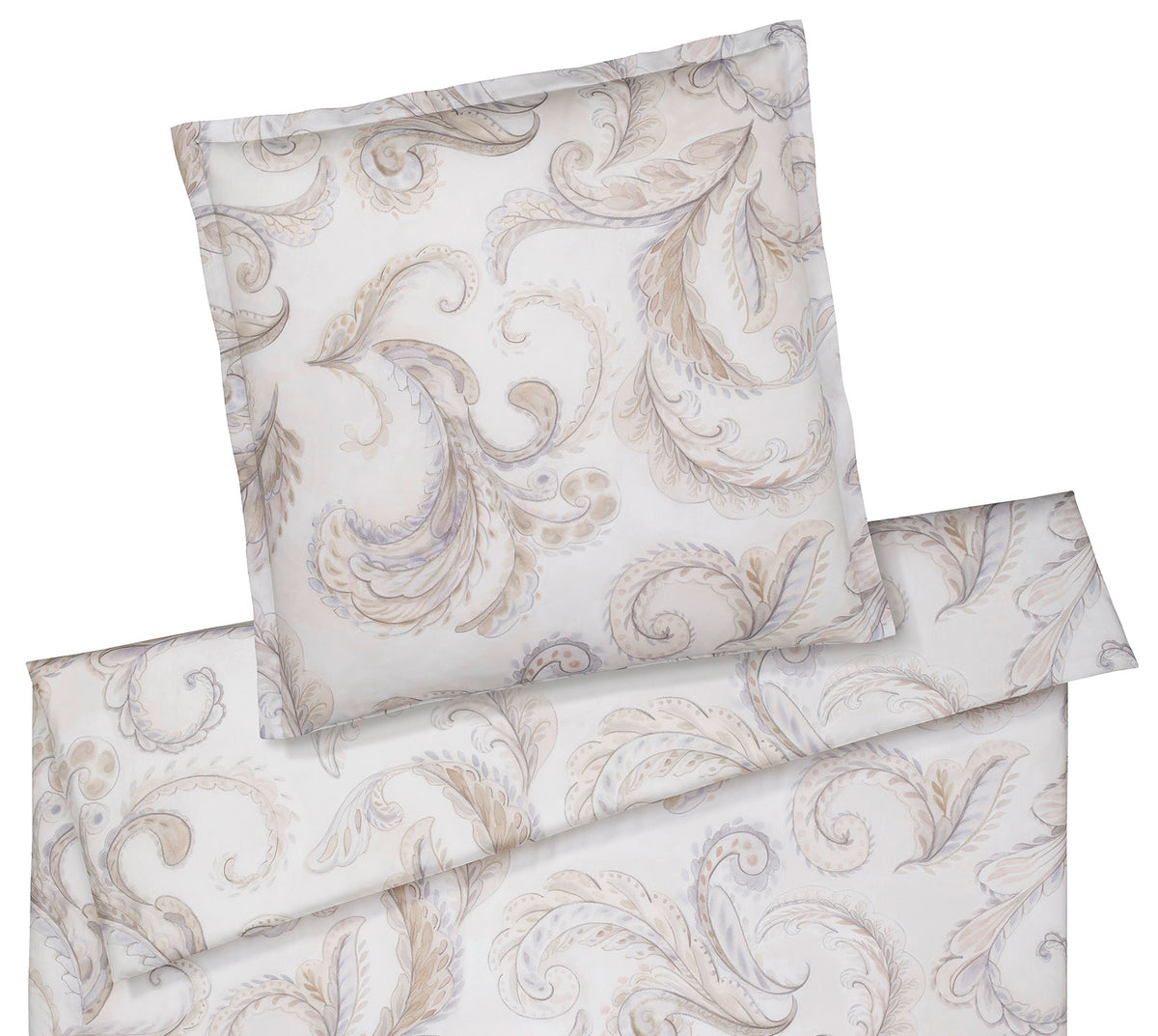 Seiden Satin Bettwäsche Grandezza in Ecru Paisleymuster Freisteller #farbe_Grandezza Ecru