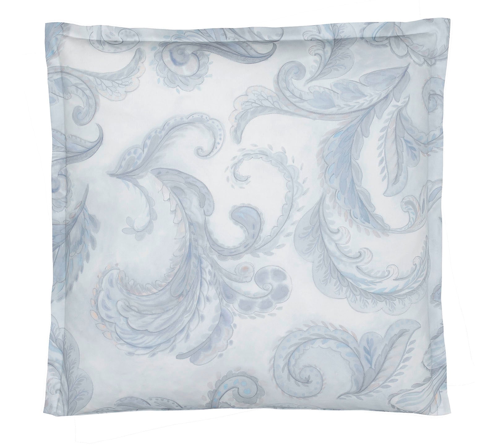 Seiden Satin Bettwäsche Grandezza in Rauchblau Paisleymuster Kissen #farbe_Grandezza Rauchblau