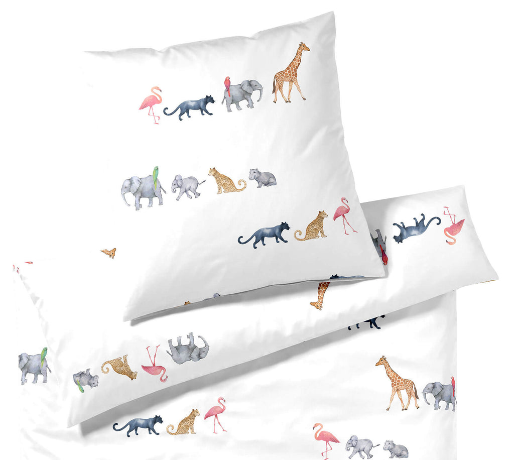 Seiden Satin Bettwäsche Parade in Weiß Tiermotive Freisteller #farbe_Weiß