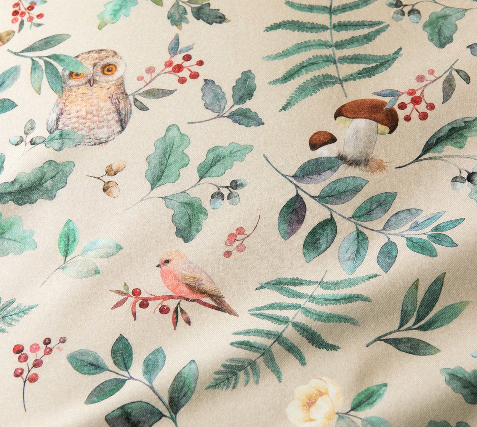 Soft Flanell Bettwäsche Woods in Sand mit Motiv #farbe_Sand