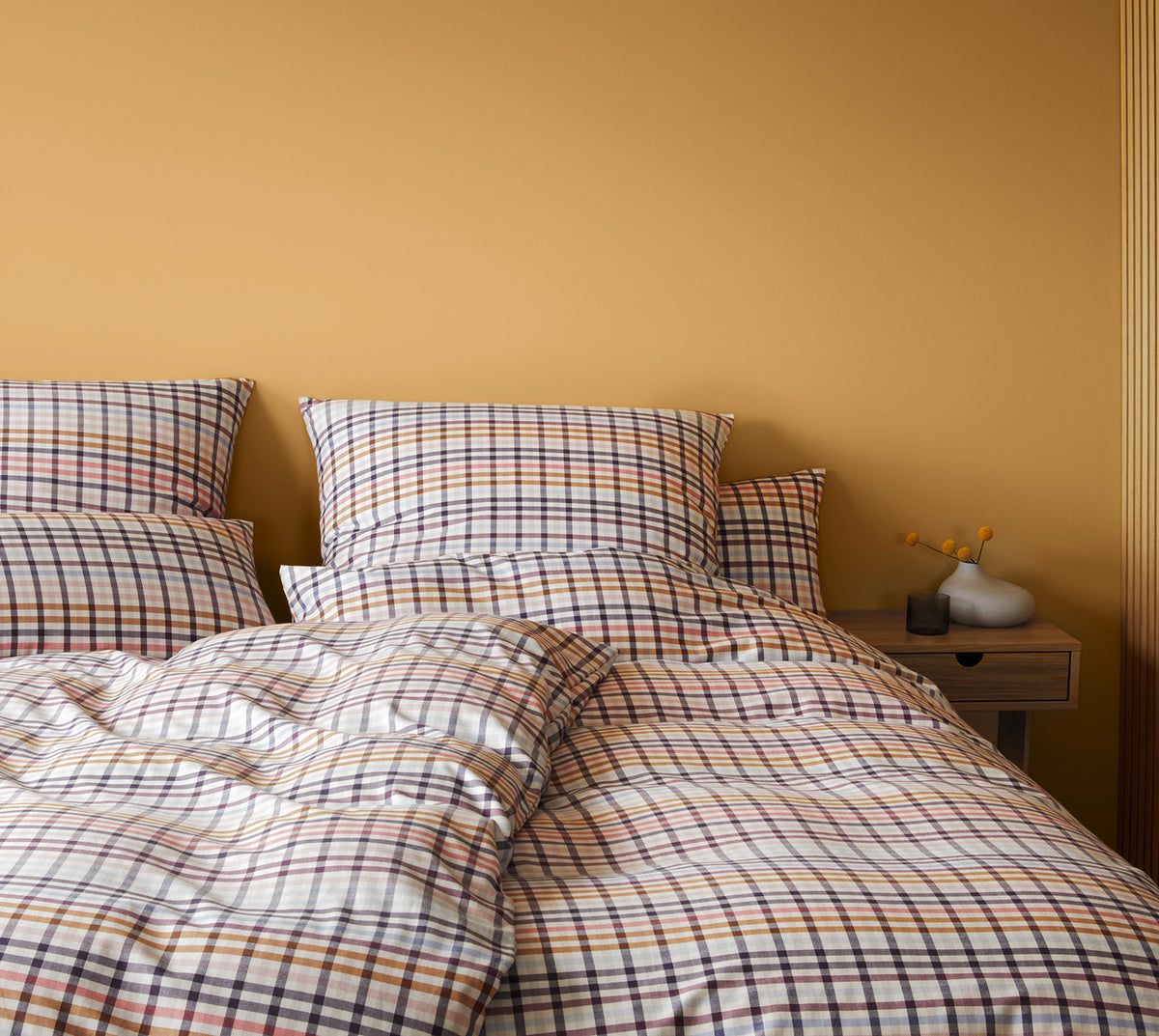 Softflanell Bettwäsche Aberdeen in Rouge Karo Schlafzimmer #farbe_Aberdeen Rouge