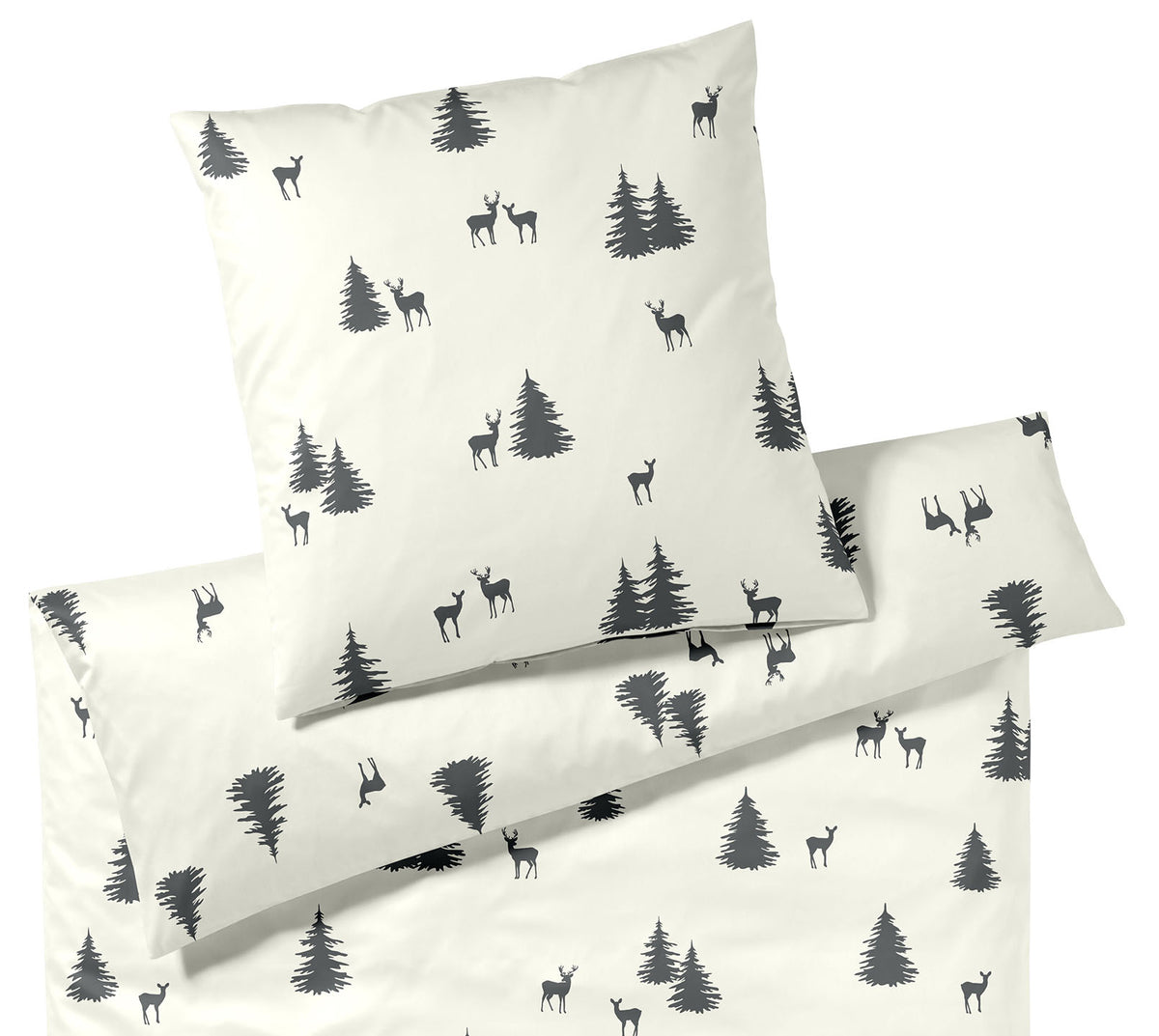 Softflanell Bettwäsche Alpin in Anthra Tannenmotiv Freisteller #farbe_Alpin Anthra