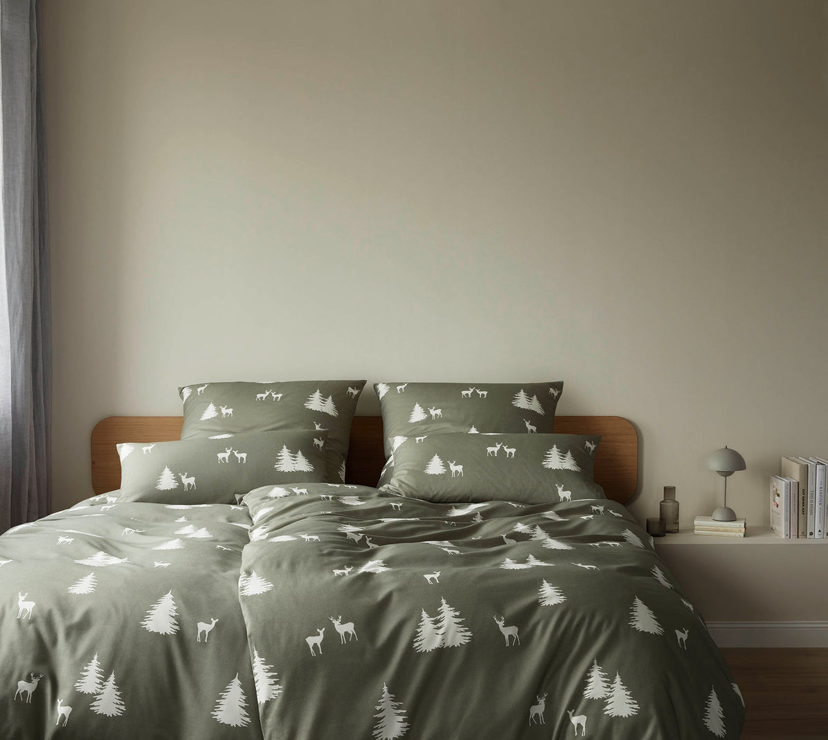 Softflanell Bettwäsche Alpin in Waldgrün Tannenmotiv Schlafzimmer #farbe_Alpin Waldgrün