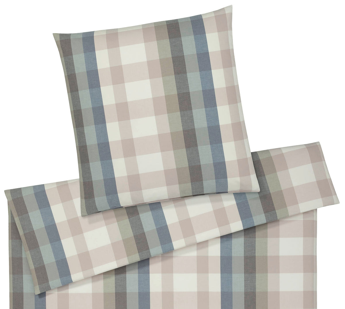 Softflanell Bettwäsche Glasgow in Salbei-Blau Karo Freisteller #farbe_Glasgow Salbei-Blau