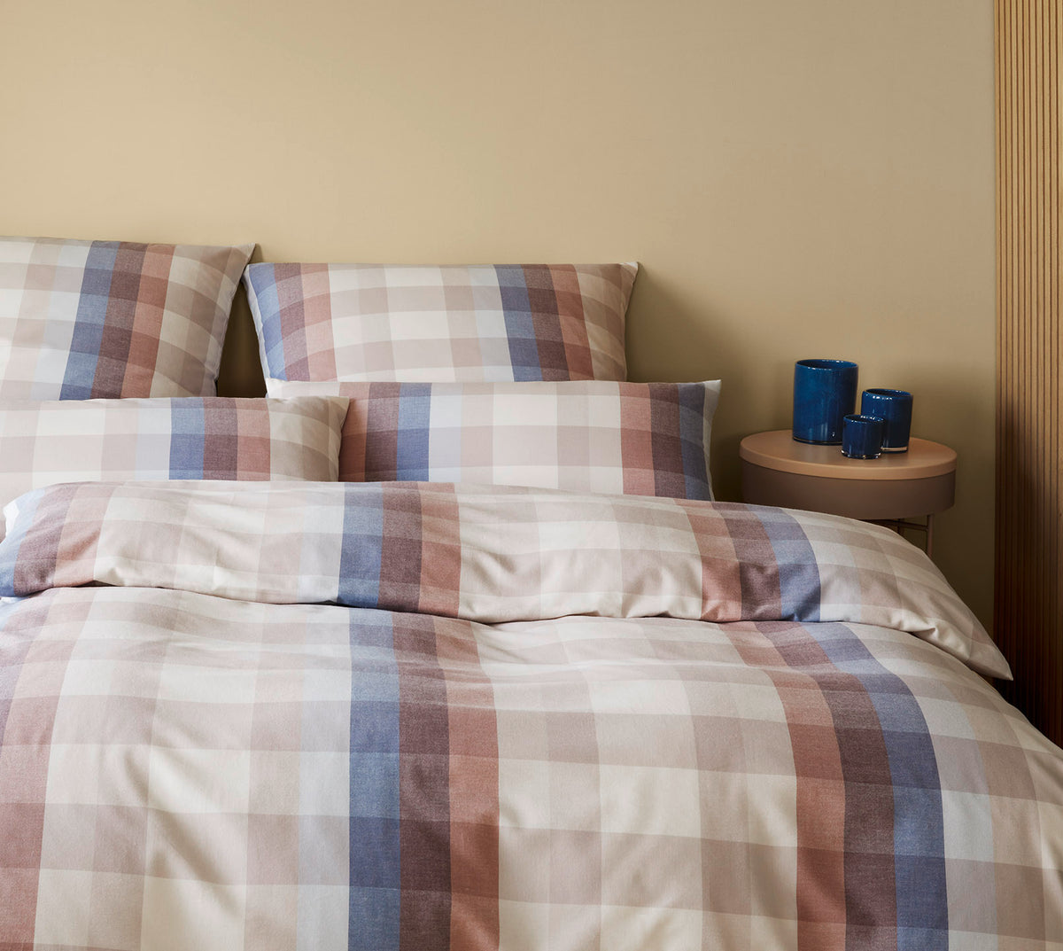 Softflanell Bettwäsche Glasgow in Terra-Blau Karo Schlafzimmer #farbe_Glasgow Terra-Blau