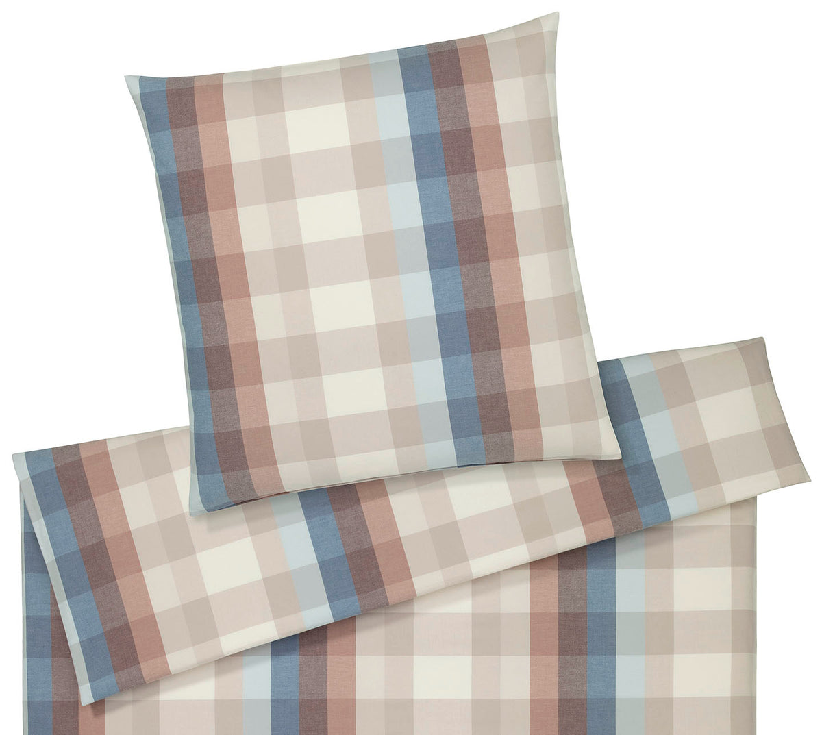 Softflanell Bettwäsche Glasgow in Terra-Blau Karo Freisteller #farbe_Glasgow Terra-Blau