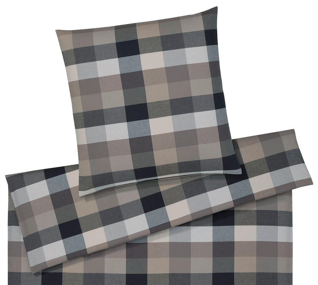 Softflanell Bettwäsche Hamilton in Kiesel Karo Freisteller #farbe_Kiesel