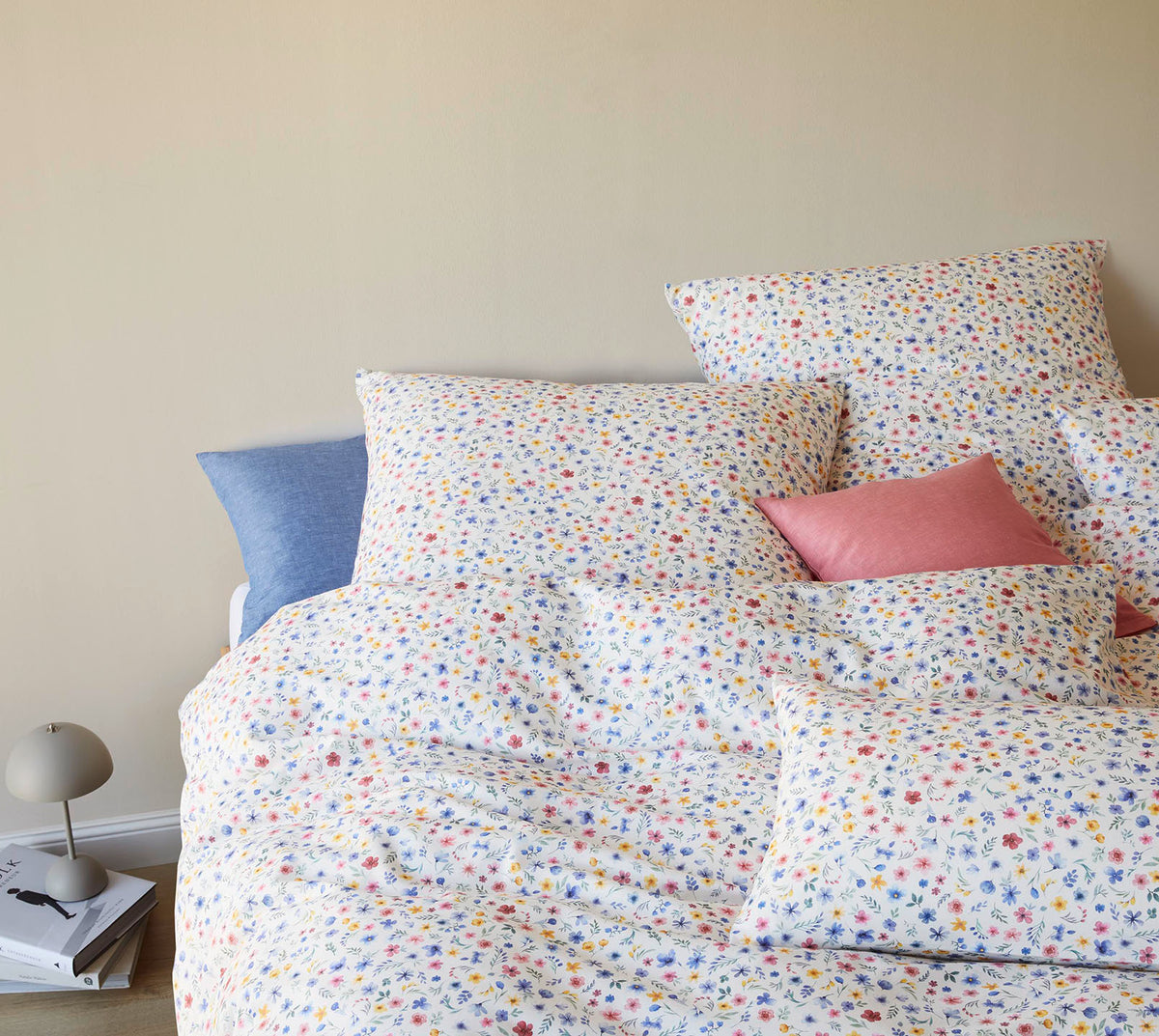 Softflanell Bettwäsche Holly in Sand Blüten Schlafzimmer #farbe_Holly Sand
