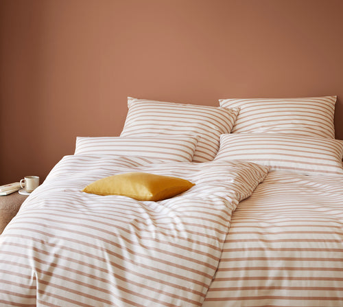 Softflanell Bettwäsche Inverness in Ziegel Streifen Schlafzimmer #farbe_Ziegel