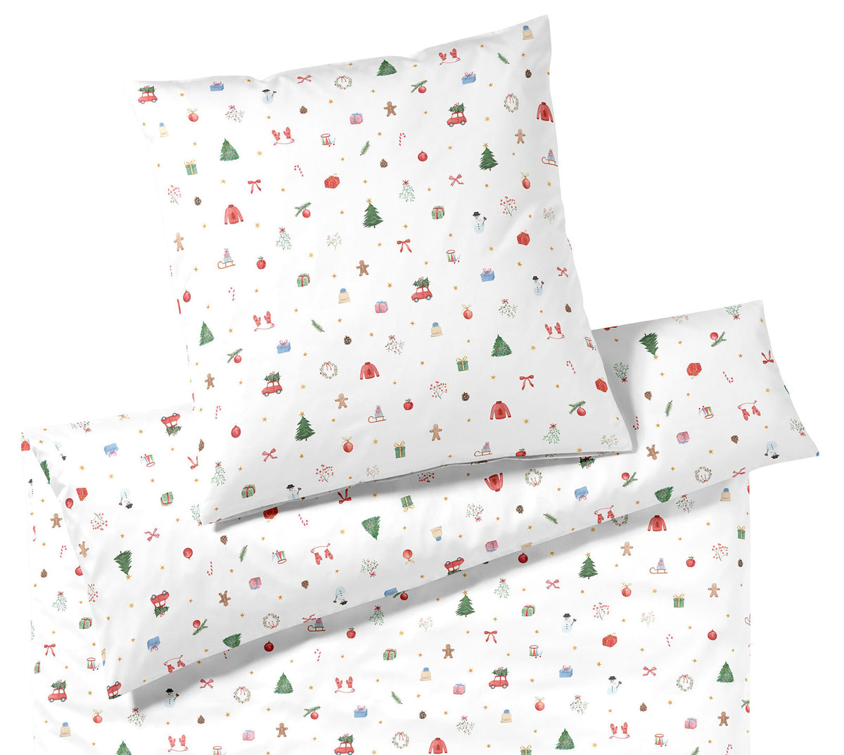 Softflanell Bettwäsche Joyful in Weiß Weihnachtsmotive Detail #farbe_Joyful Weiß
