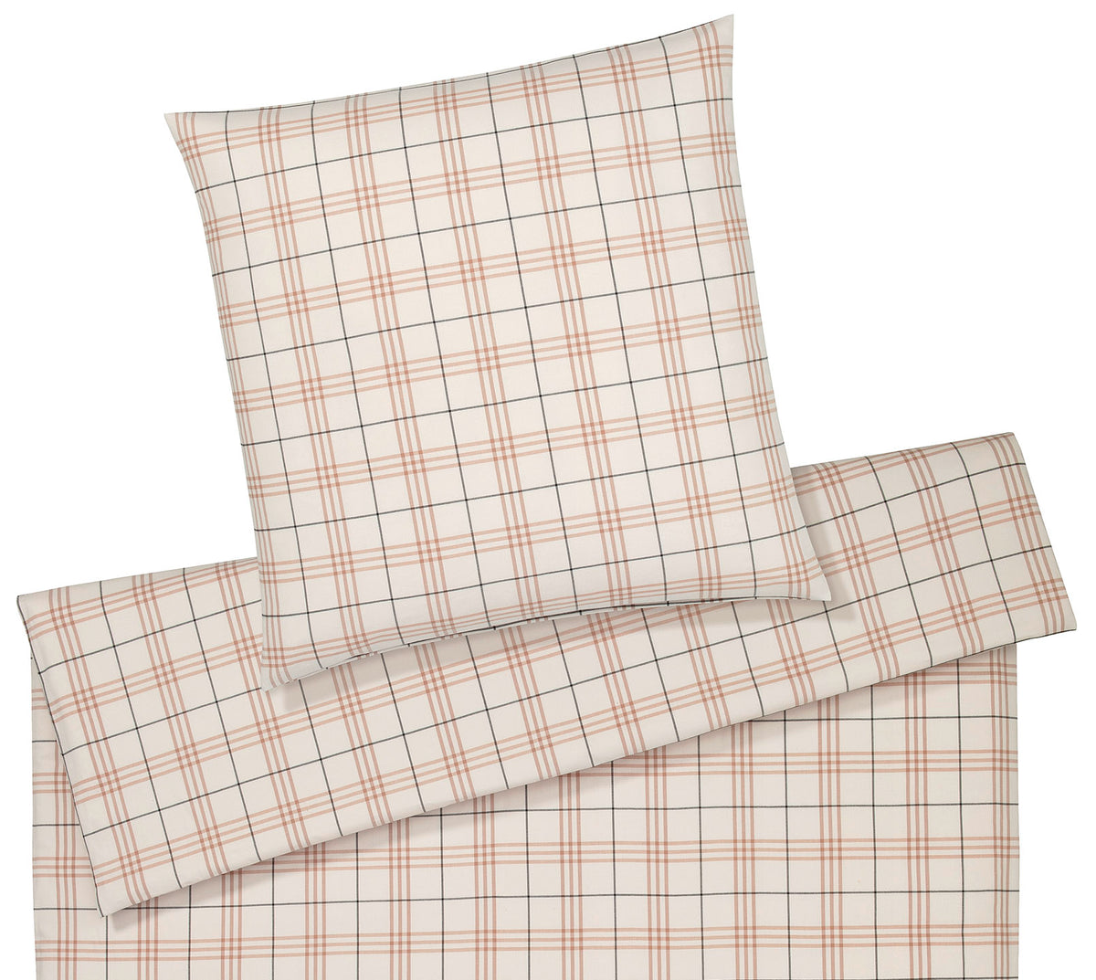 Softflanell Bettwäsche Livingston in Creme-Terra Karo Freisteller #farbe_Creme-Terra