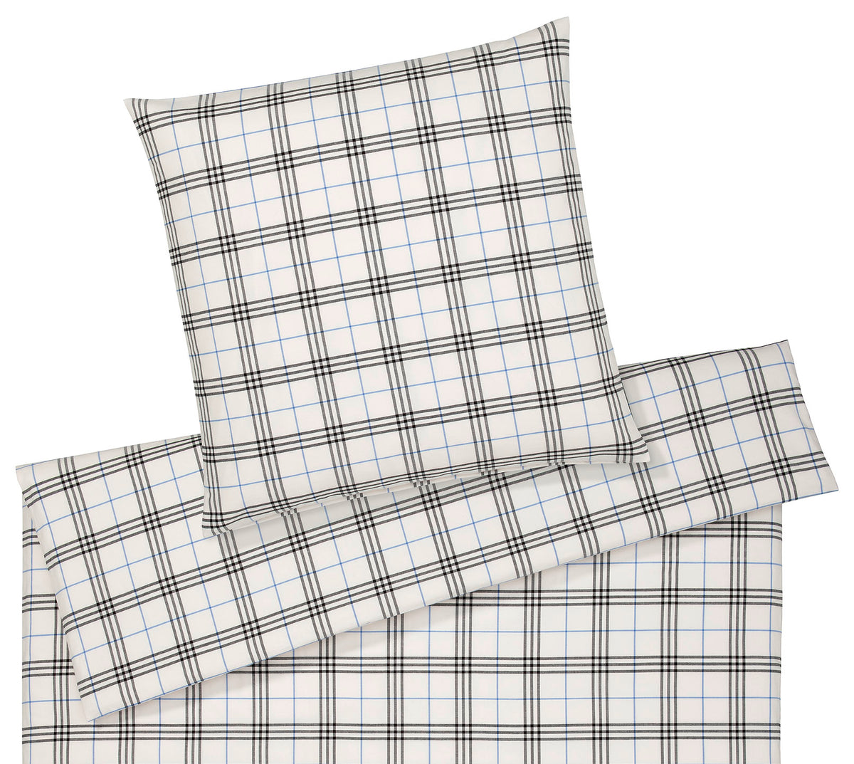 Softflanell Bettwäsche Livingston in Creme-Schwarz Karo Freisteller #farbe_Creme-Schwarz