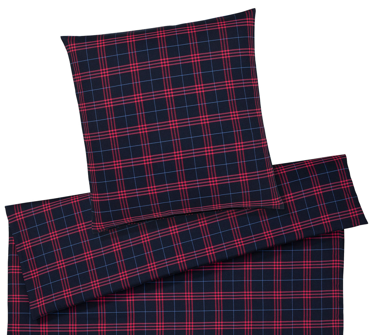 Softflanell Bettwäsche Livingston in Blau-Rot Karo Freisteller #farbe_Livingston Blau-Rot