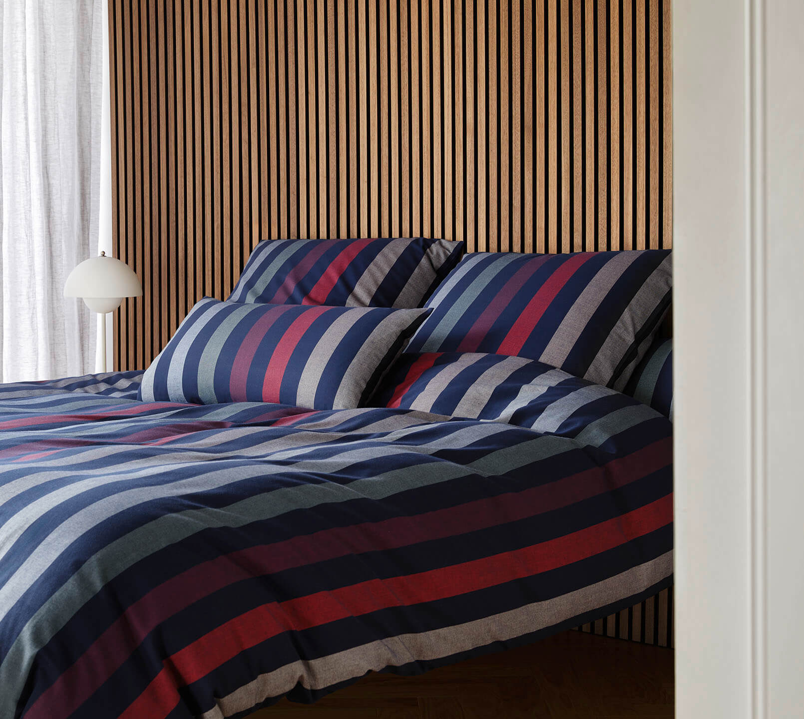 Softflanell Bettwäsche Swift in Navy-Blau Streifen Schlafzimmer #farbe_Swift Navy-Blau