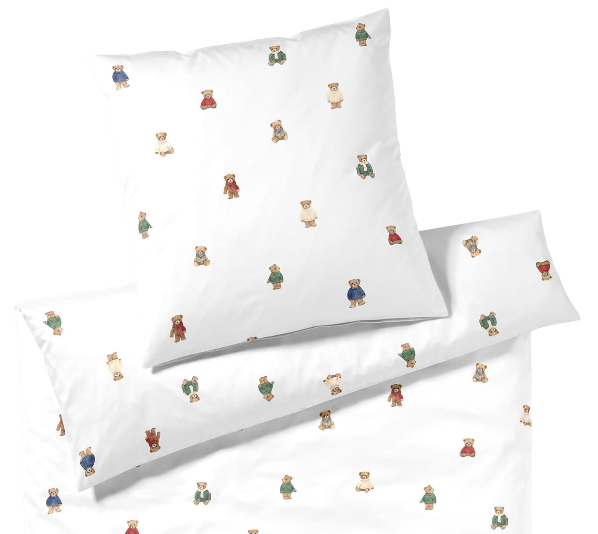 Softflanell Bettwäsche Teddy in Weiß Teddymotive Freisteller #farbe_Teddy Weiß