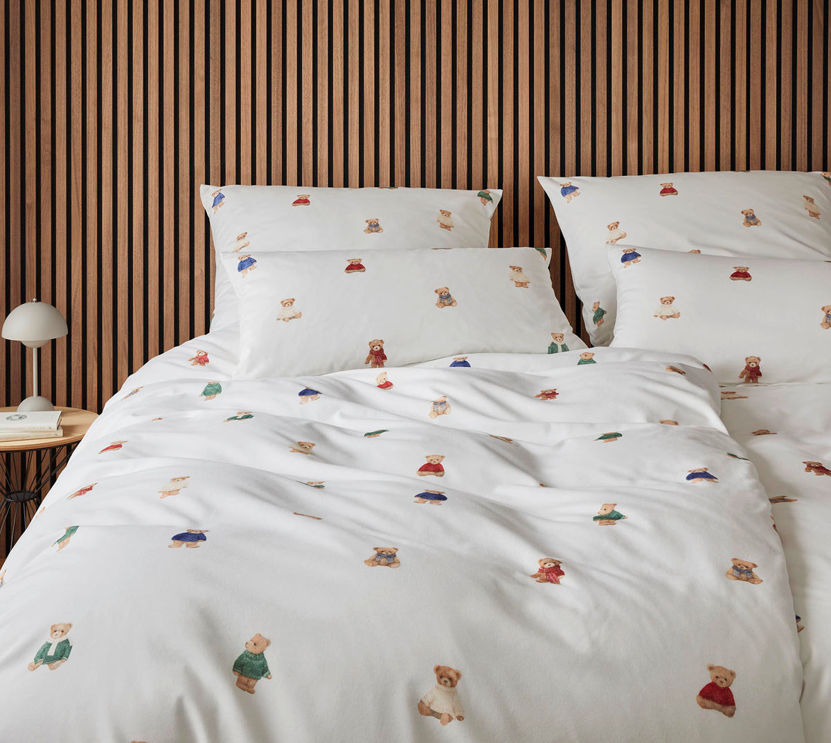 Softflanell Bettwäsche Teddy in Weiß Teddymotive Schlafzimmer #farbe_Teddy Weiß