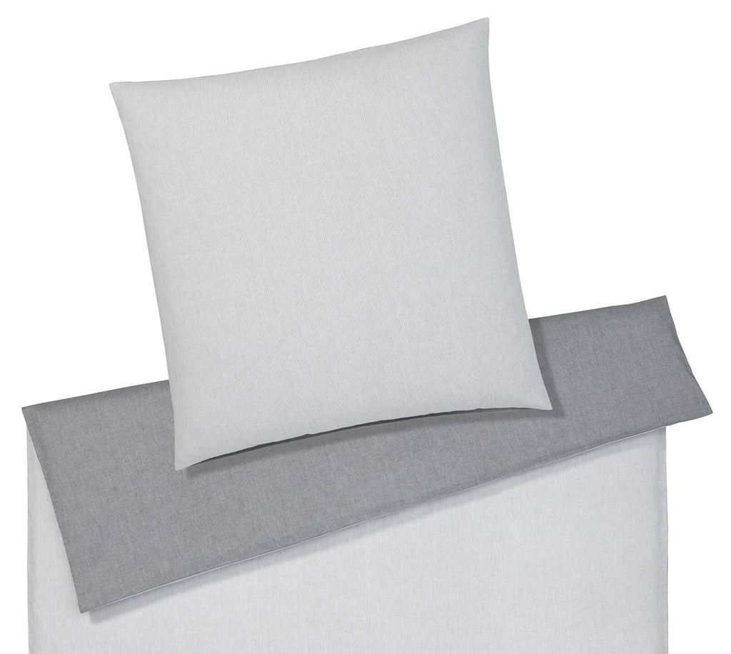 Softflanell Wende Bettwäsche Tender Silver in Uni Streifen Freisteller #farbe_Silver