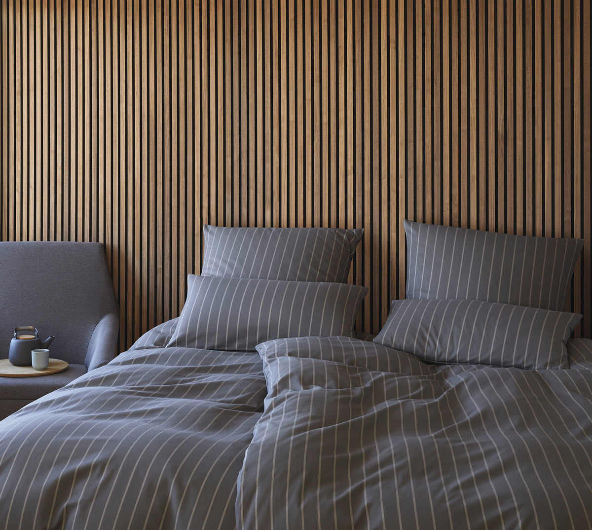 Softflanell Bettwäsche Winston in Anthra Streifen Schlafzimmer #farbe_Winston Anthra