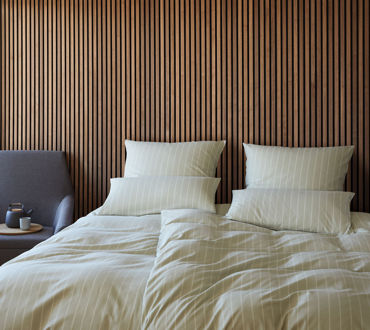 Softflanell Bettwäsche Winston in Pastellgrün Streifen Schlafzimmer #farbe_Winston Pastellgrün