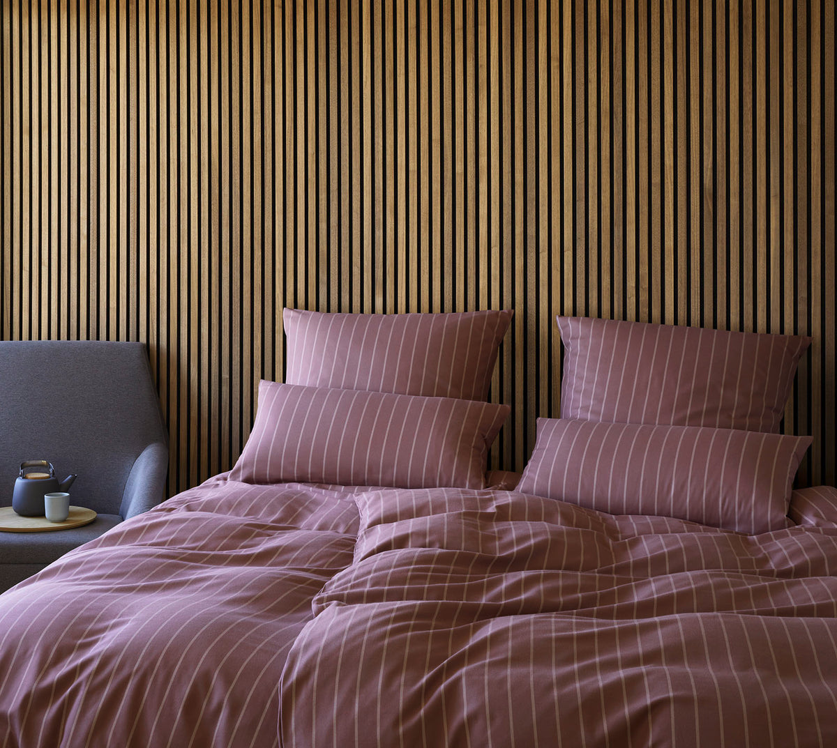 Softflanell Bettwäsche Winston in Rosenholz Streifen Schlafzimmer #farbe_Winston Rosenholz