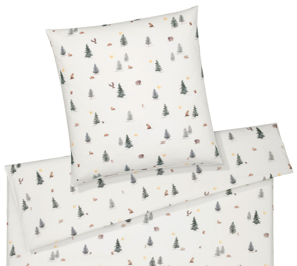 Softflanell Bettwäsche Winterwald in Weiß Waldmotive Freisteller #farbe_Winterwald Weiß