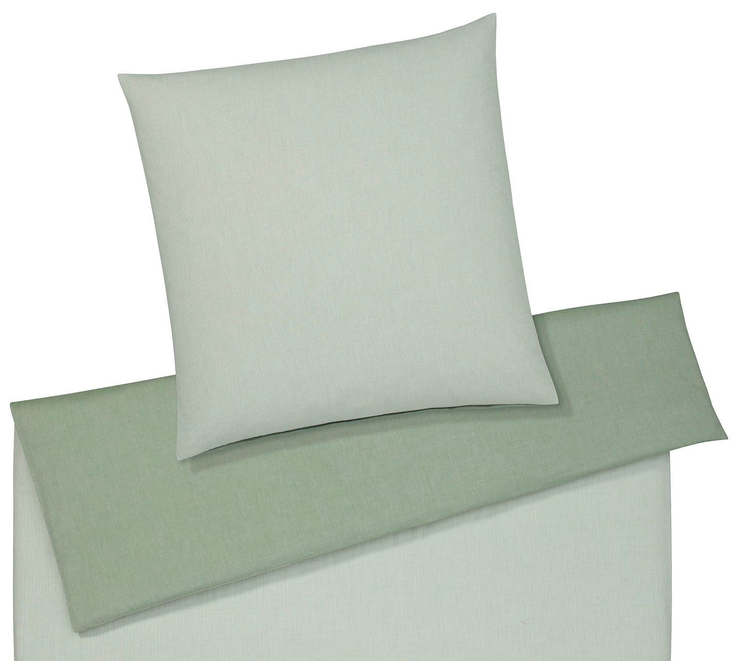 Softflanell Wende Bettwäsche Tender Tannengrün in Uni Streifen Freisteller #farbe_Tender Tannengrün