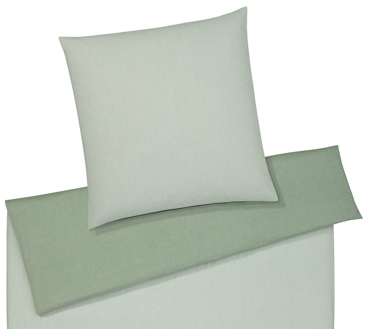 Softflanell Wende Bettwäsche Tender Tannengrün in Uni Streifen Freisteller #farbe_Tender Tannengrün