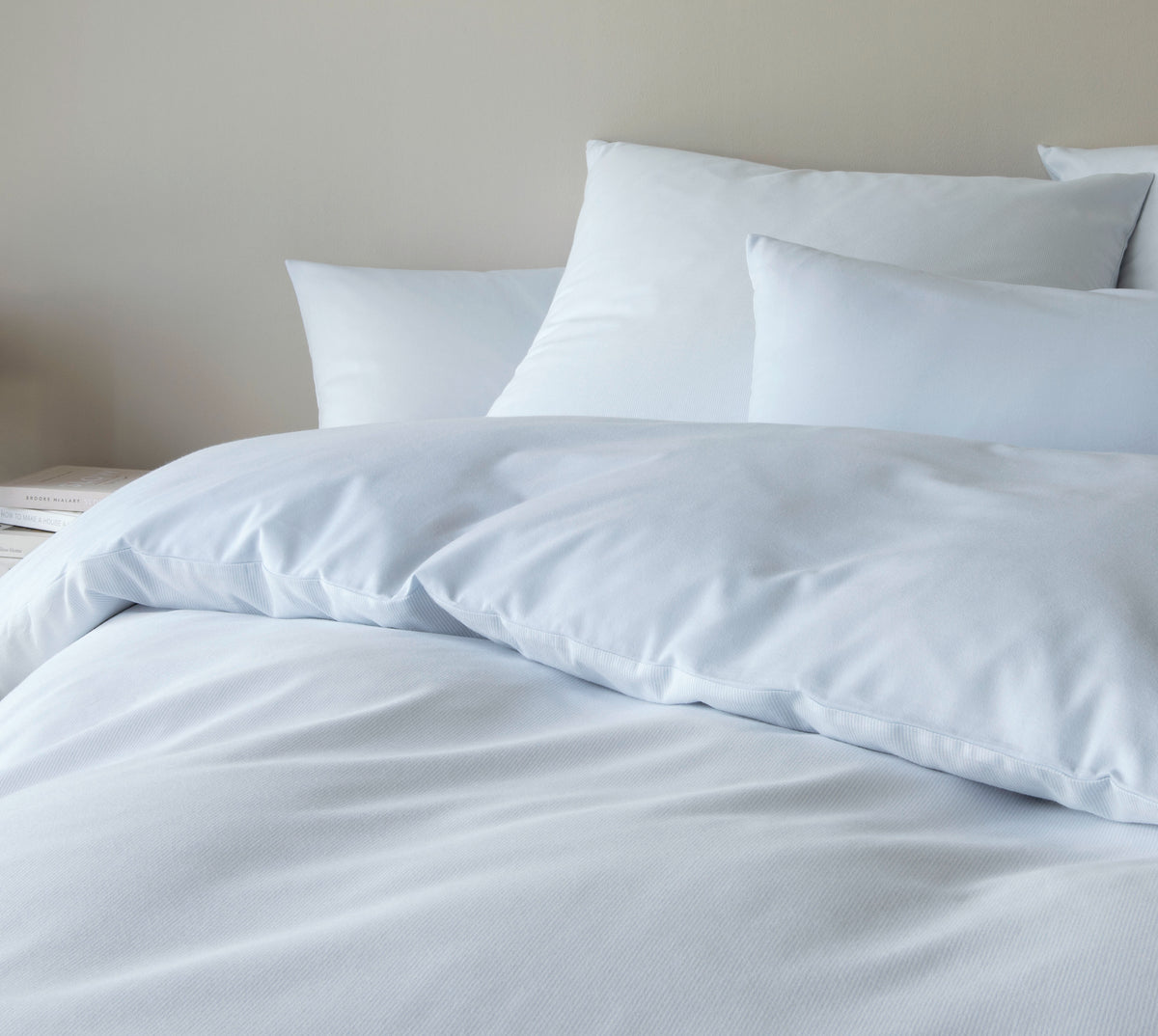 Softflanell Wende-Bettwäsche Tender in Hellblau Uni Streifen Schlafzimmer #farbe_Hellblau