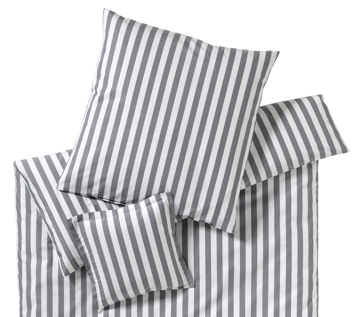 Web Perkal Bettwaesche Lido in Silber Streifen Freisteller #farbe_Lido Silber 