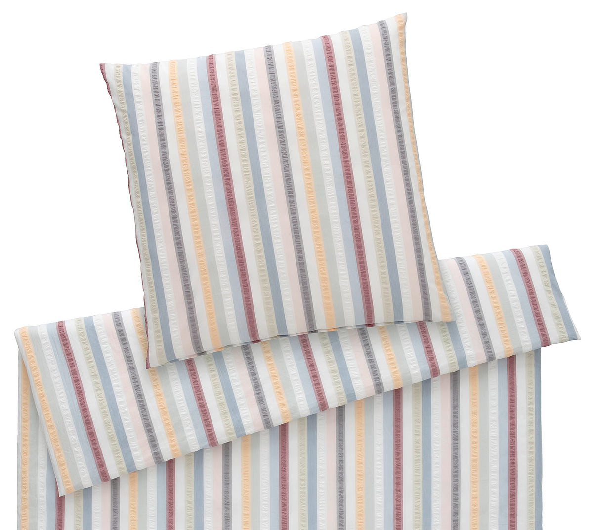 Web-Seersucker Bettwäsche Julia in Multi Blau Streifen Freisteller #farbe_Julia Multi-Blau