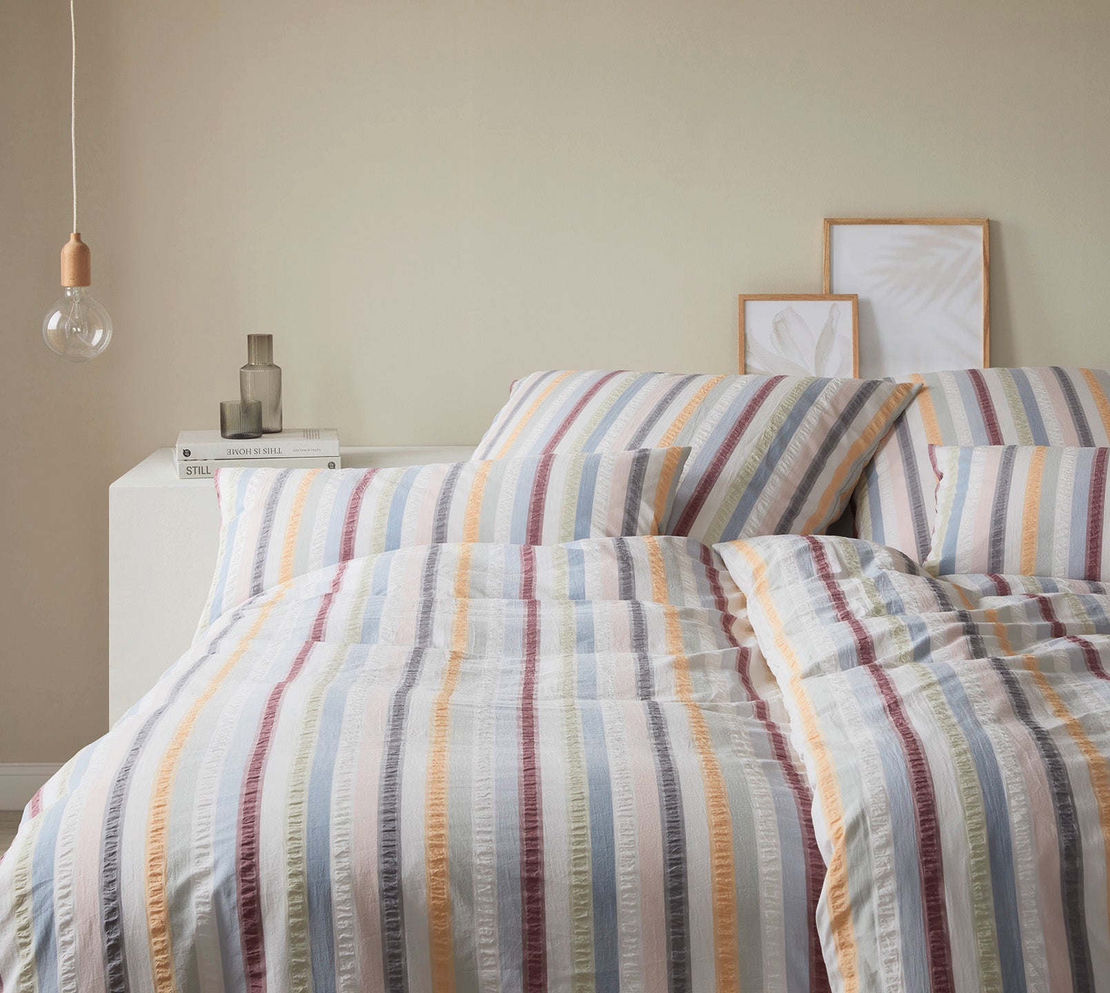 Web-Seersucker Bettwäsche Julia in Multi Blau Streifen Schlafzimmer #farbe_Julia Multi-Blau