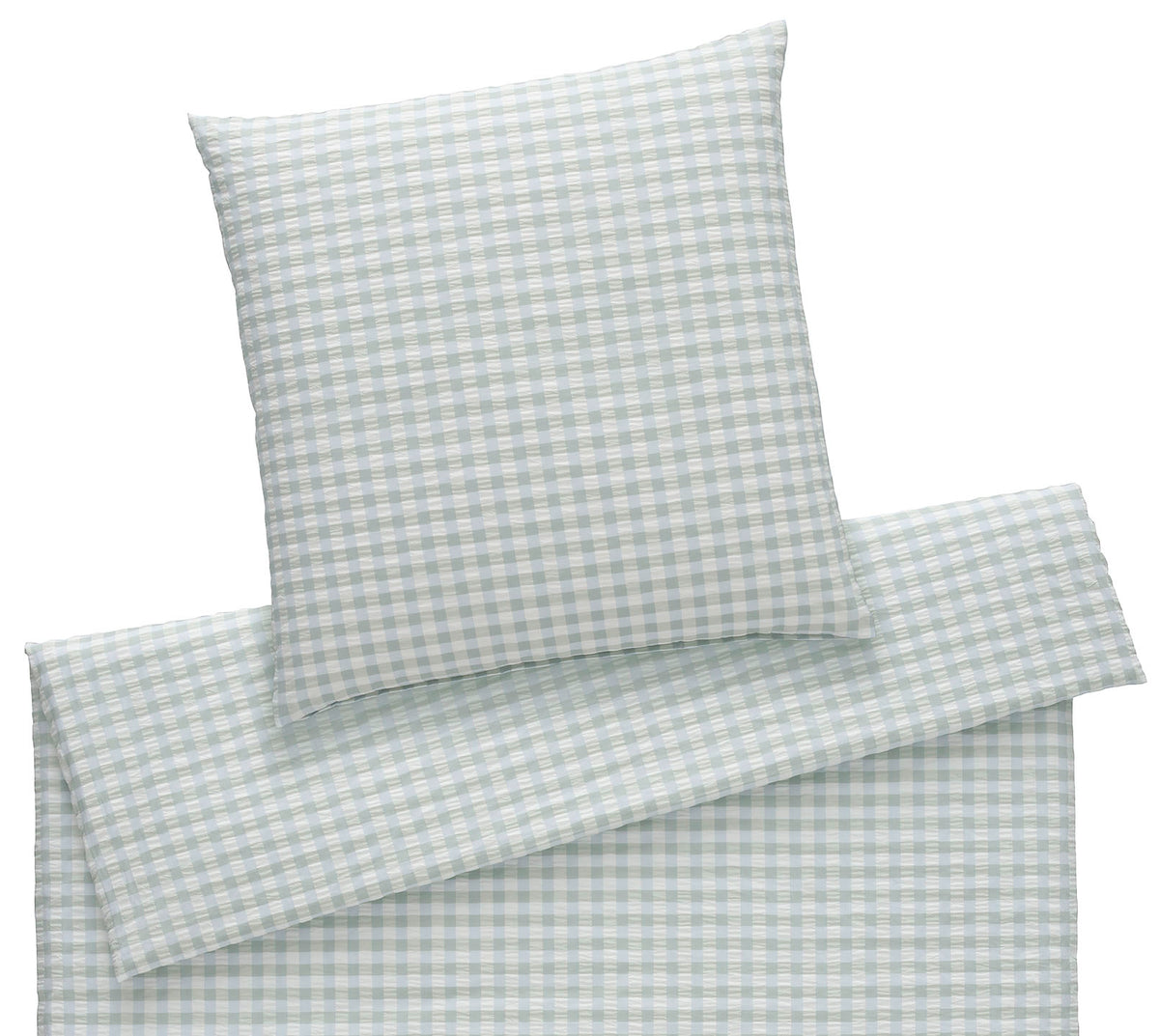 Web-Seersucker Bettwäsche Lilly in Salbei Karo Freisteller #farbe_Lilly Salbei