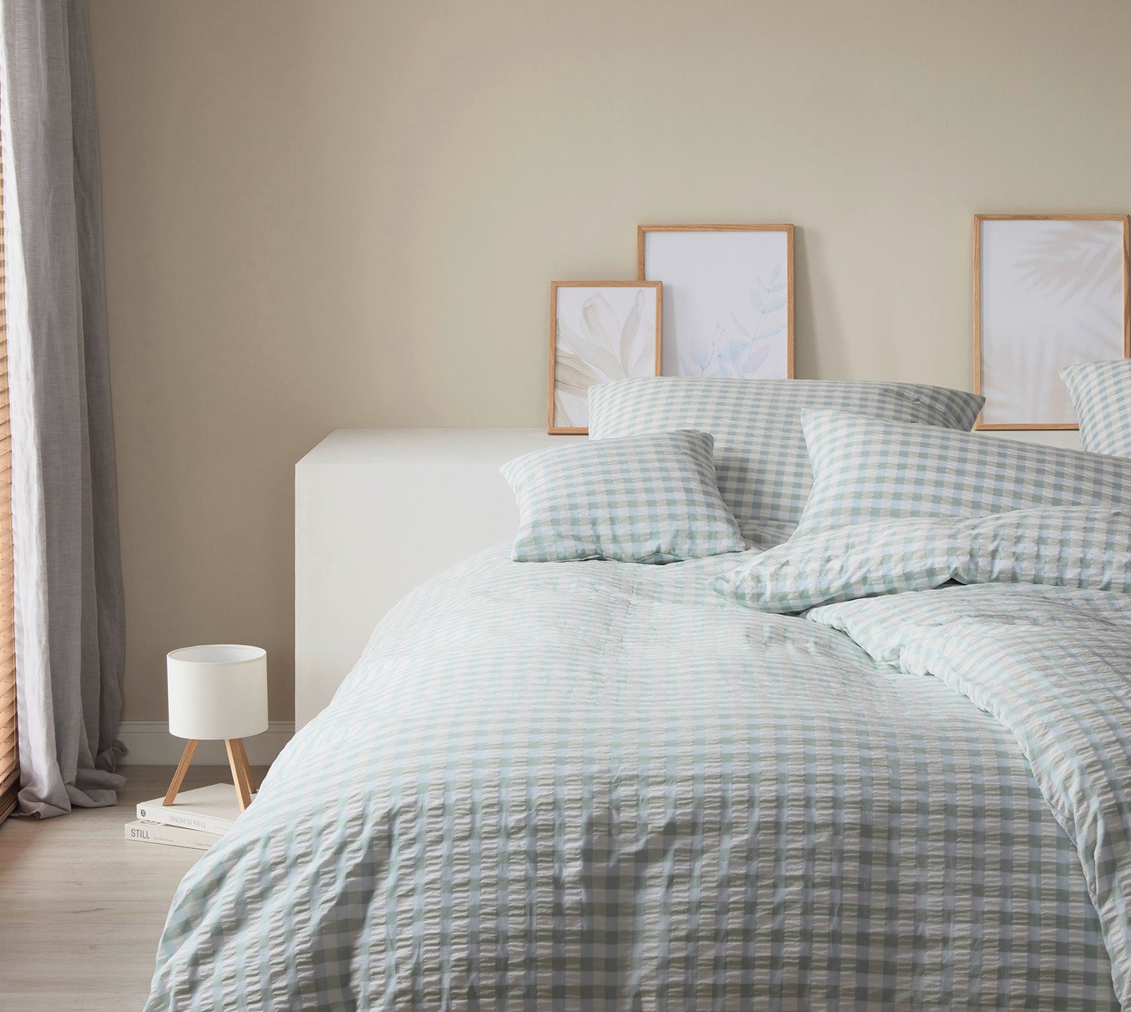 Web-Seersucker Bettwäsche Lilly in Salbei Karo Schlafzimmer #farbe_Lilly Salbei