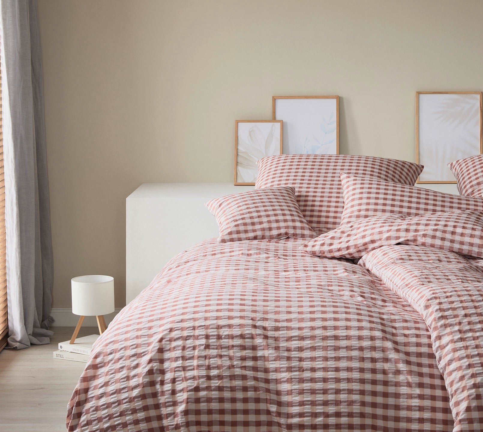 Web-Seersucker Bettwäsche Lilly in Ziegel Karo Schlafzimmer #farbe_Lilly Ziegel